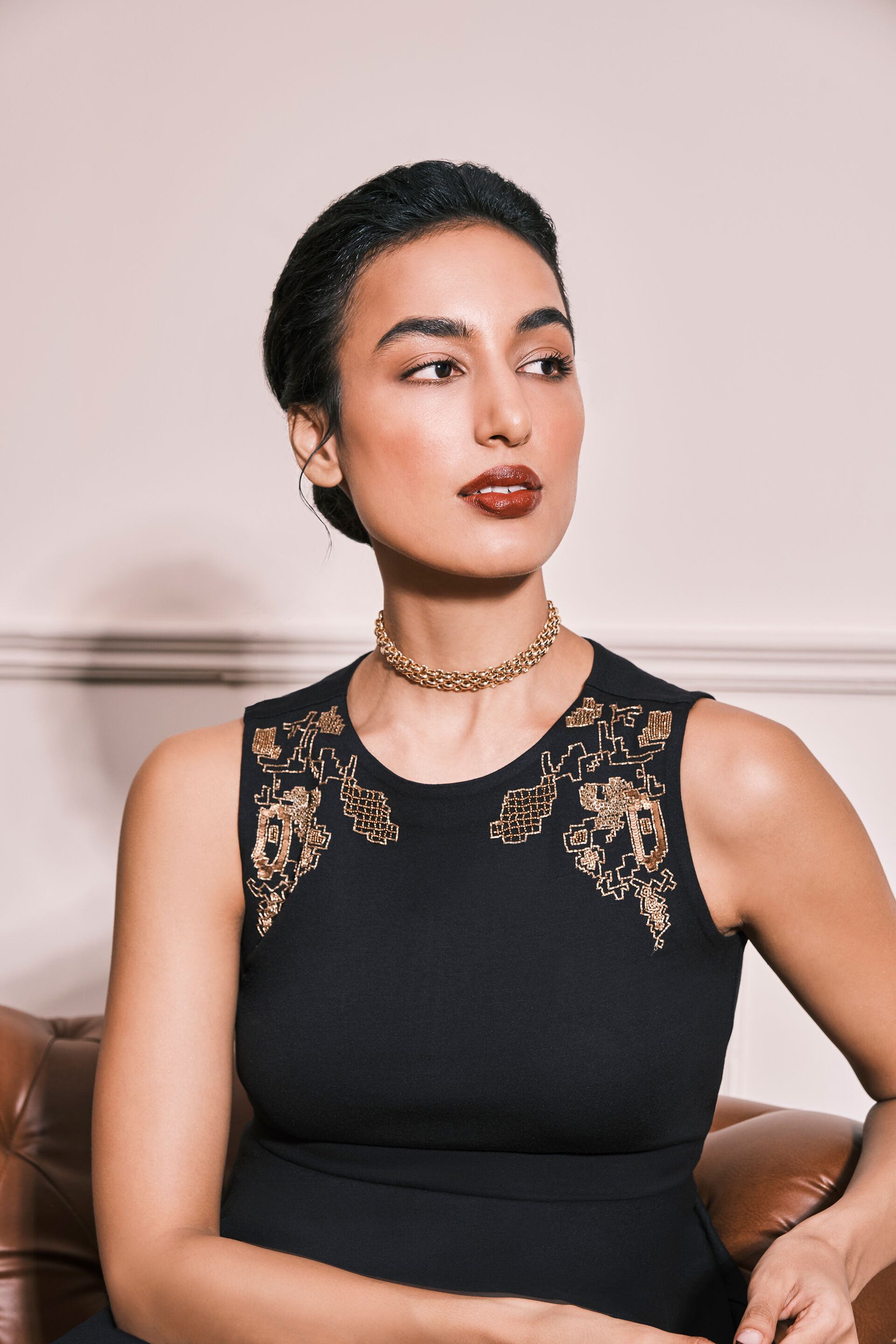 Gold Shoulders Peplum Top